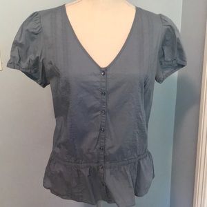 Slate Blue Button Down Ann Taylor Loft Blouse